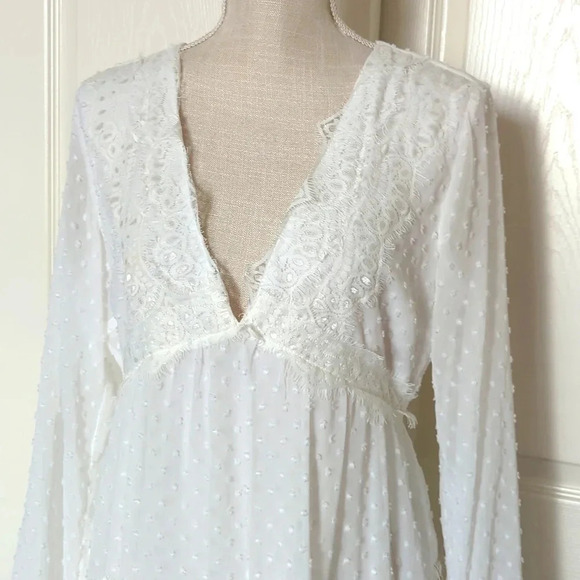 Lulu's Wistful Moment White Swiss Dot Long Sleeve Dress - Picture 6 of 8